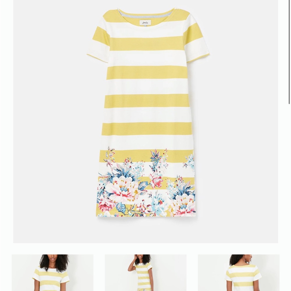 Joules new riviera stripe dress lemon yellow white floral 2